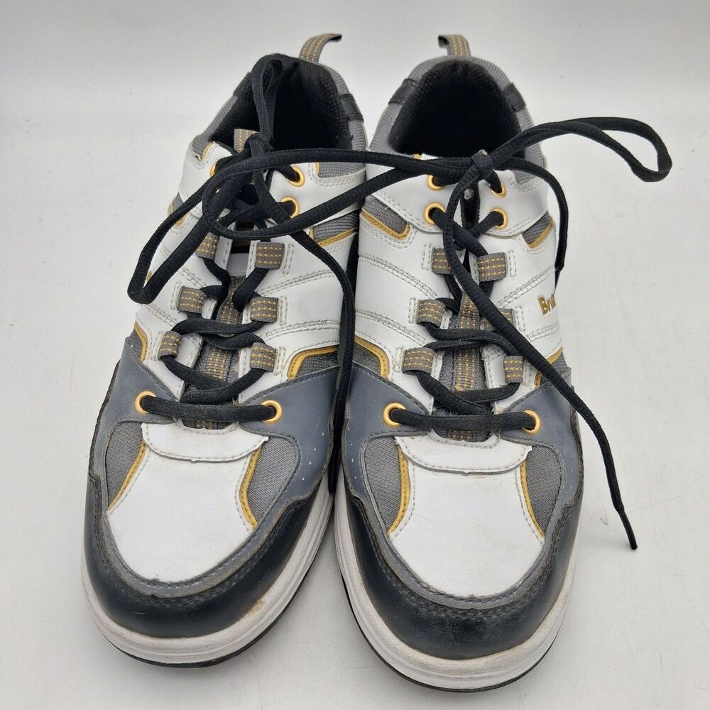 Brunswick Pacer Men's Bowling Shoes Size 8M White Grey Black Gold K264 Athletic